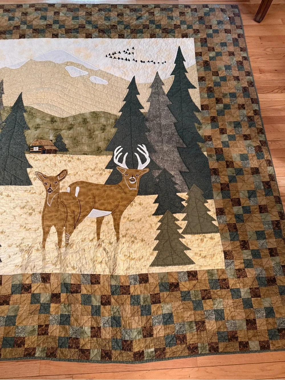 Deer Woodland Quilt Bedding in Brown and Green by Donna Sharp Cabincore